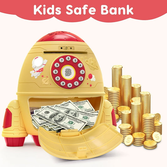 Electronic Coin Money Saving Rocket Box with Password Protection for Kids Girls Boys