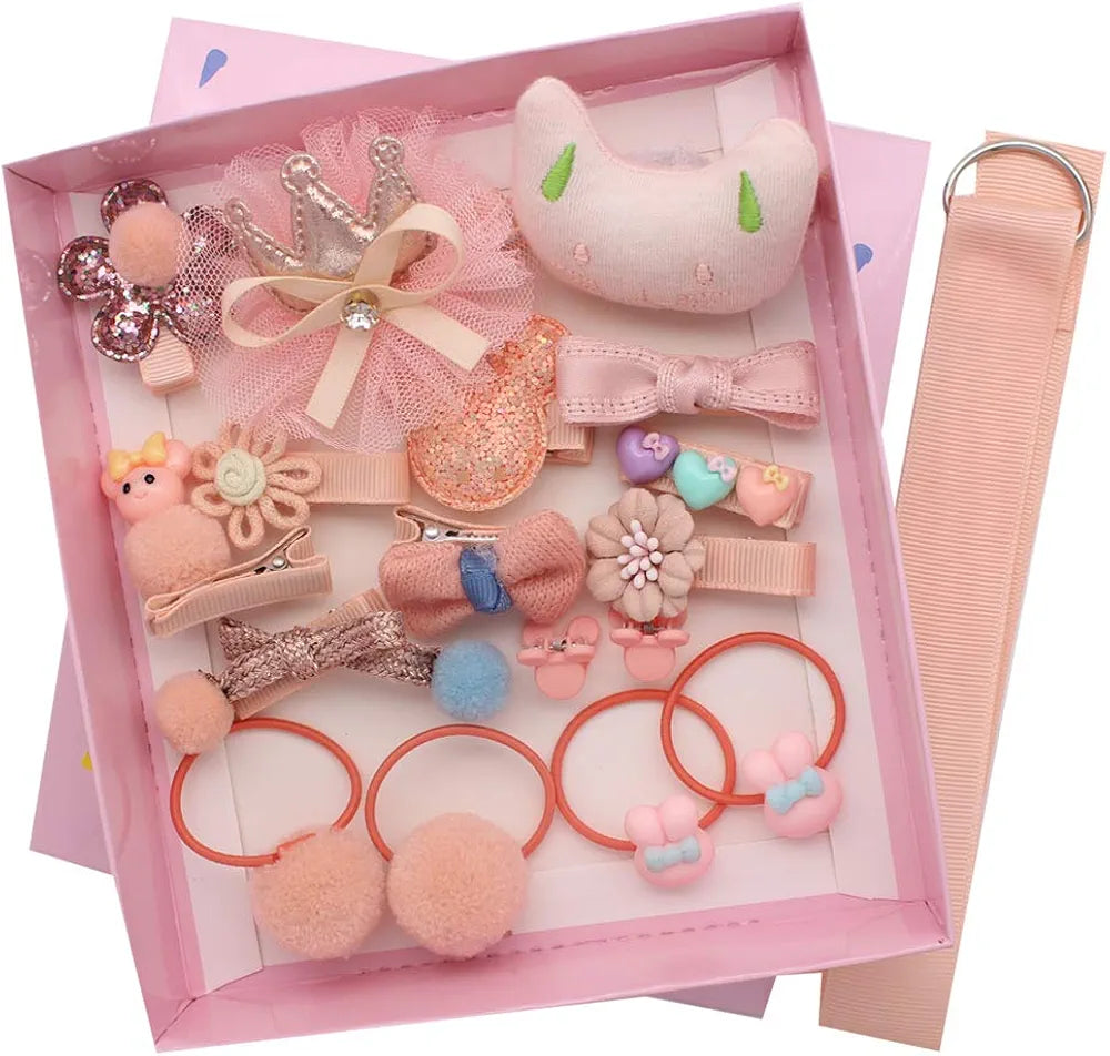 π Elegant 18-Piece Sweet Moments Hair Accessory Gift Set β Soft Gray & Pink