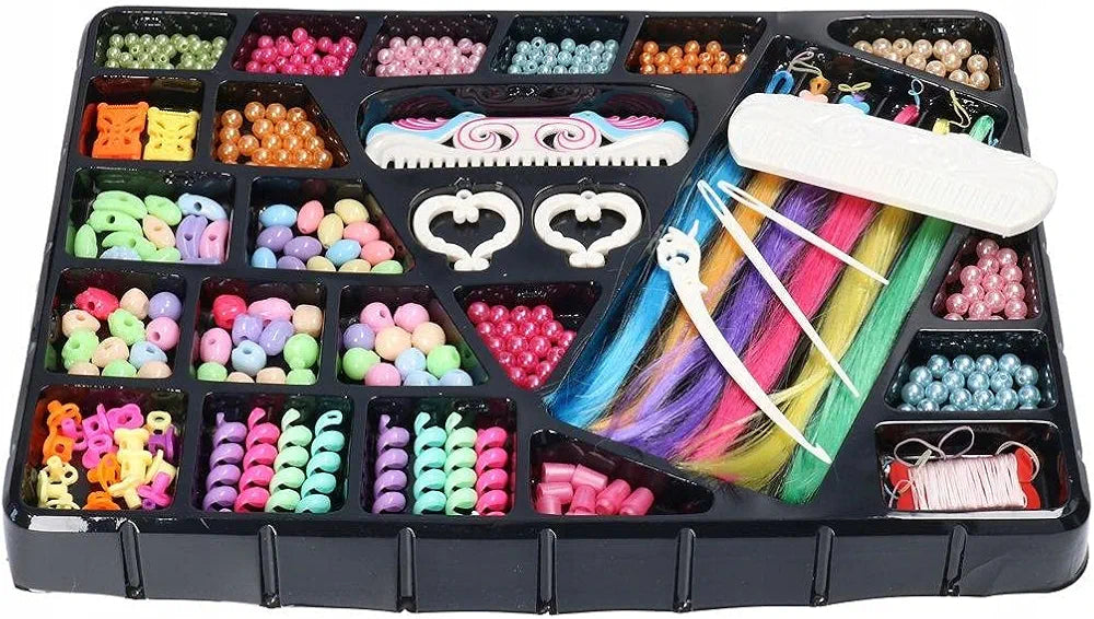 Set of beads and ornaments for making jewelry and hair accessories
