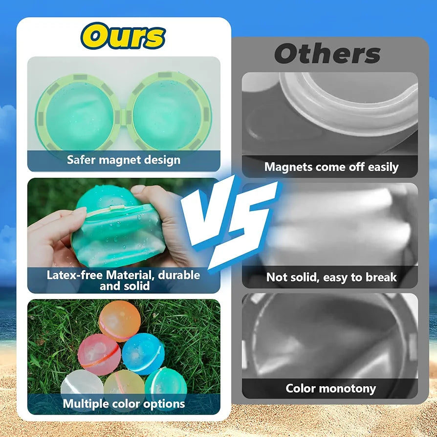 12 Pack Reusable Water balls, Magnetic Self-Sealing