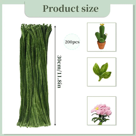 Green Pipe Cleaners for Arts and Crafts Pack of 100
