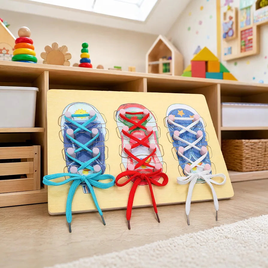 Montessori Shoelace Learning Board Fine Motor Skills & Shoe Tying Practice