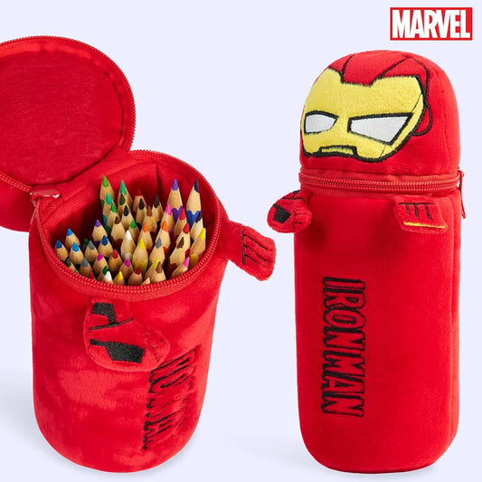 Marvel Spiderman Colored Pencils and Pencil Case 48 Pcs Art Supplies (Red Iron Man)