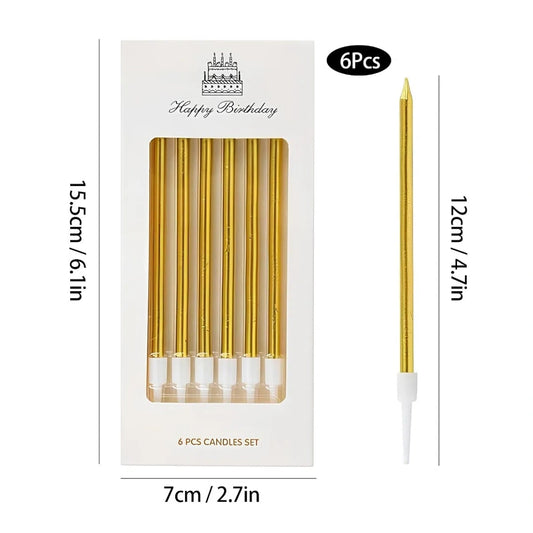 Birthday Cake Candles 6 Pieces Golden