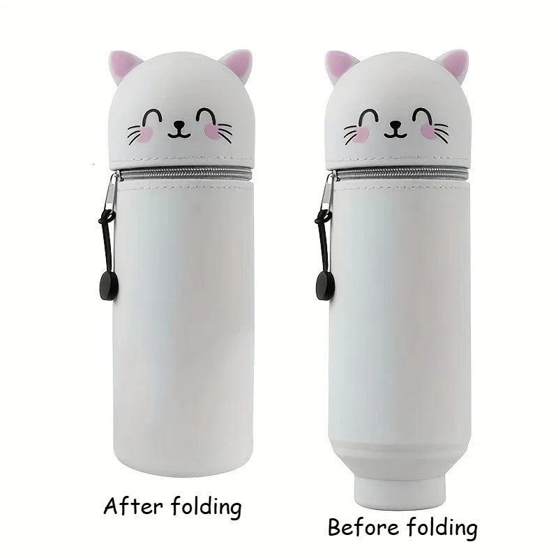 2-in-1 Cat Pencil Case & Desk Organizer + 8 Erasable Pens