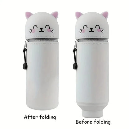 2-in-1 Cat Pencil Case & Desk Organizer + 8 Erasable Pens