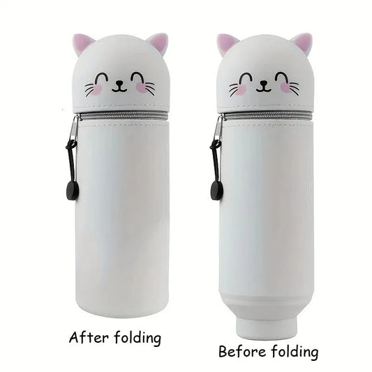 2-in-1 Cat Pencil Case & Desk Organizer + 8 Erasable Pens