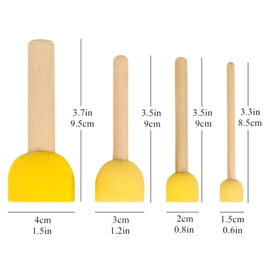 Kid Sponge Paint Brush Wooden Handle Set of 5