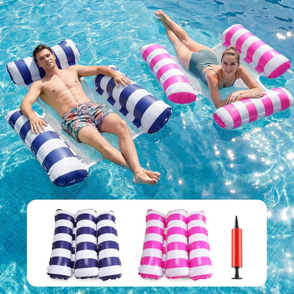 4-in-1 Inflatable Water Hammock Set with Pump (Pack of 2) – Pool & Beach Floating Loungers