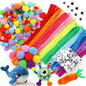 Pipe Cleaners Chenille Stem and Pompoms with Googly Wiggle Eyes for Craft DIY Art Supplies, 300+ Pieces