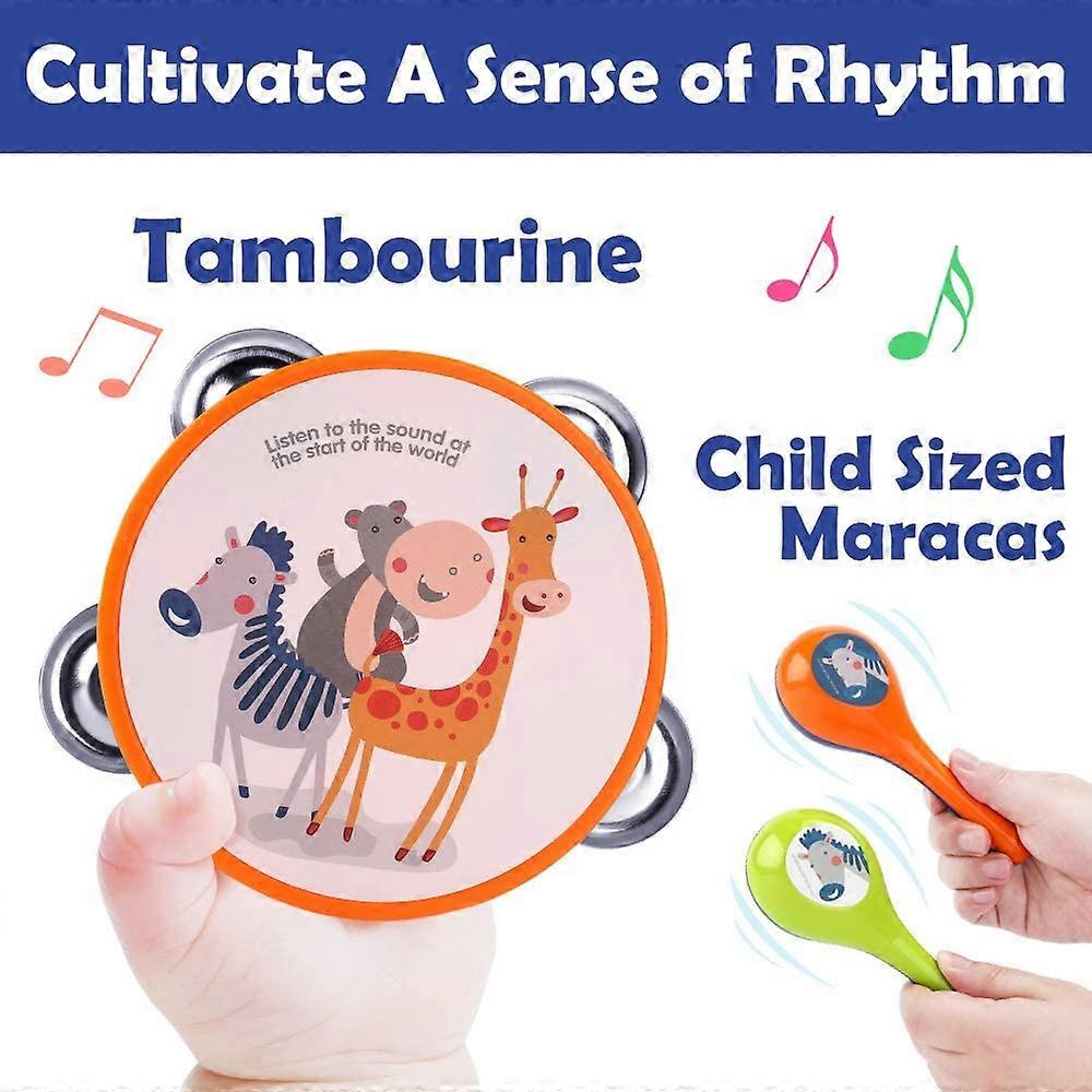 Safari Musical Instruments Set for Toddlers Maracas & Tambourine (3PCS)