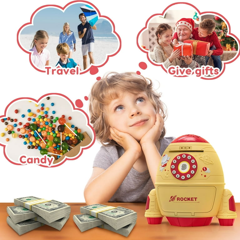 Electronic Coin Money Saving Rocket Box with Password Protection for Kids Girls Boys