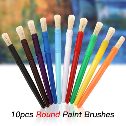 10pcs Round Tip Colorful Paint Brushes Set