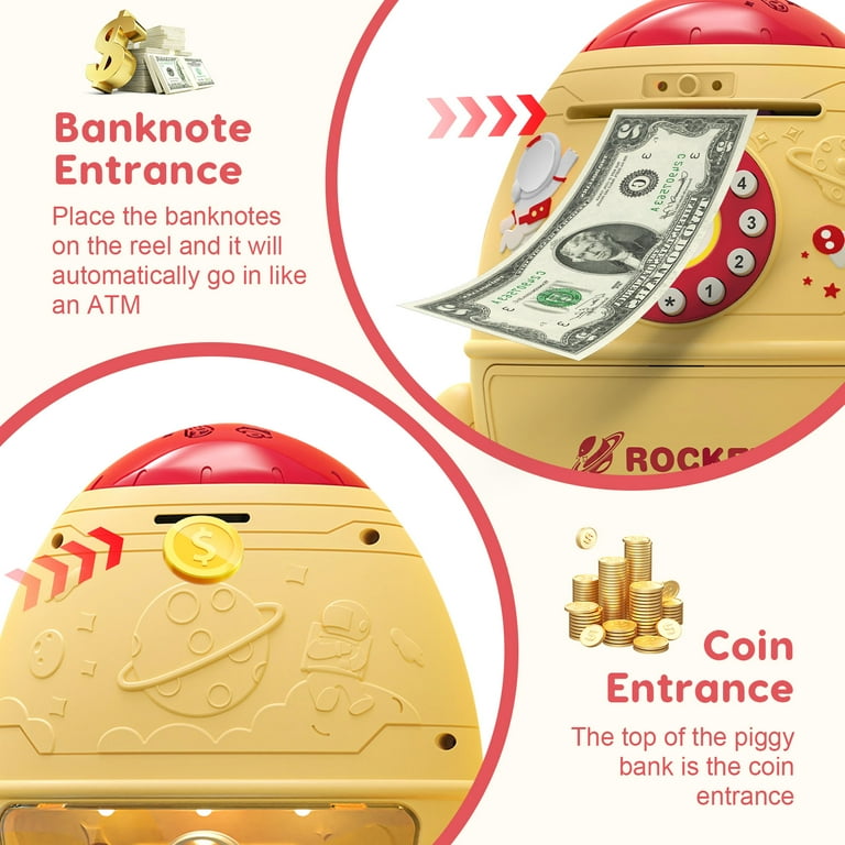 Electronic Coin Money Saving Rocket Box with Password Protection for Kids Girls Boys