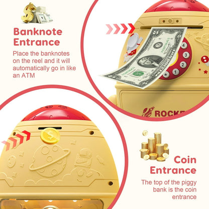 Electronic Coin Money Saving Rocket Box with Password Protection for Kids Girls Boys