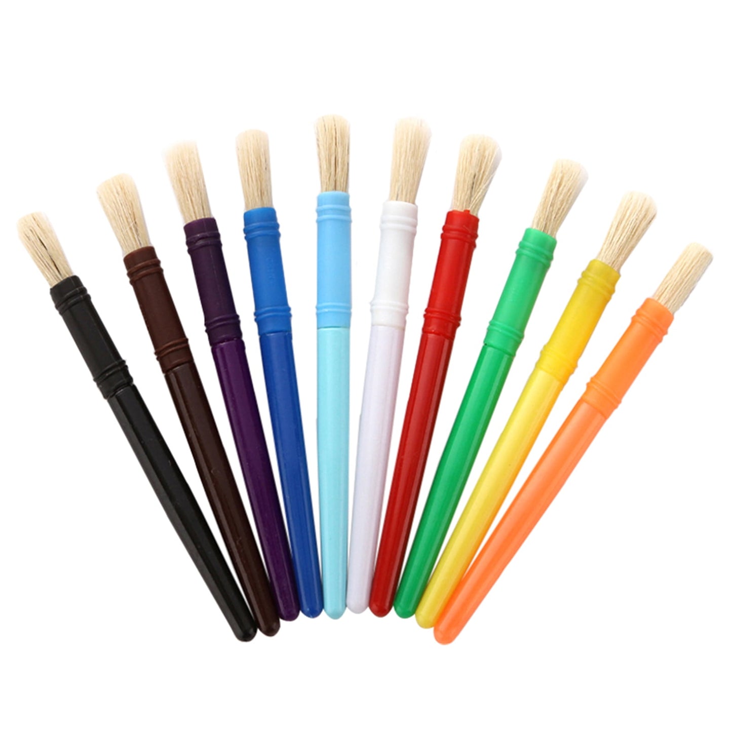 10pcs Round Tip Colorful Paint Brushes Set