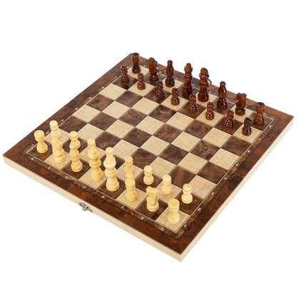 3-in-1 Wooden Chess, Checkers & Backgammon Set Premium Family Board Game