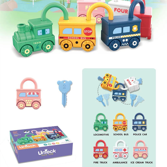 Montessori Lock and Key Connectable Car Toys