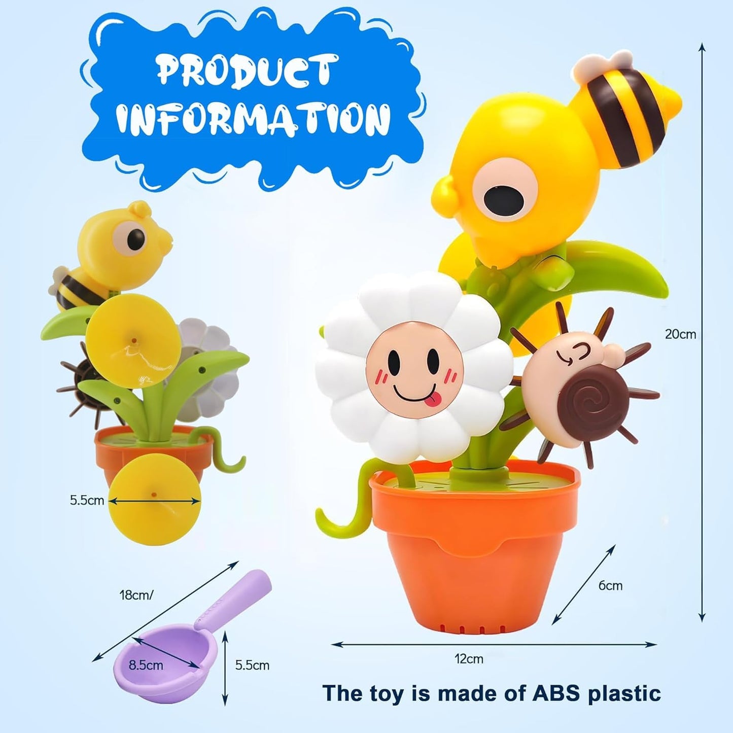 Interactive Bee & Spinning flower Water Bath Toy for Babies & Toddlers