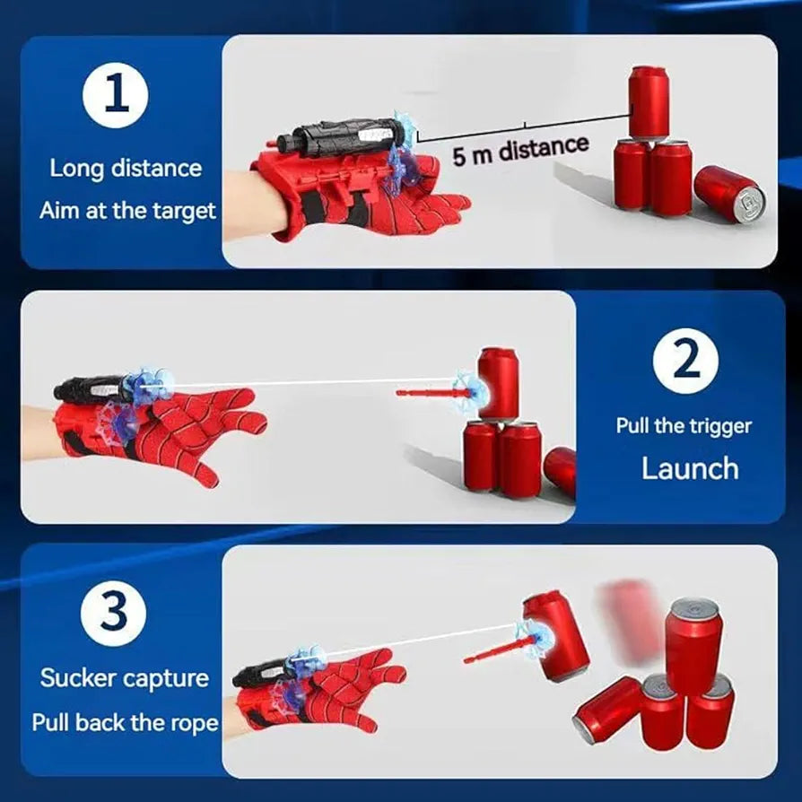 2Pcs Spider Silk Launcher Set for Kids- Can Grab Small Objects