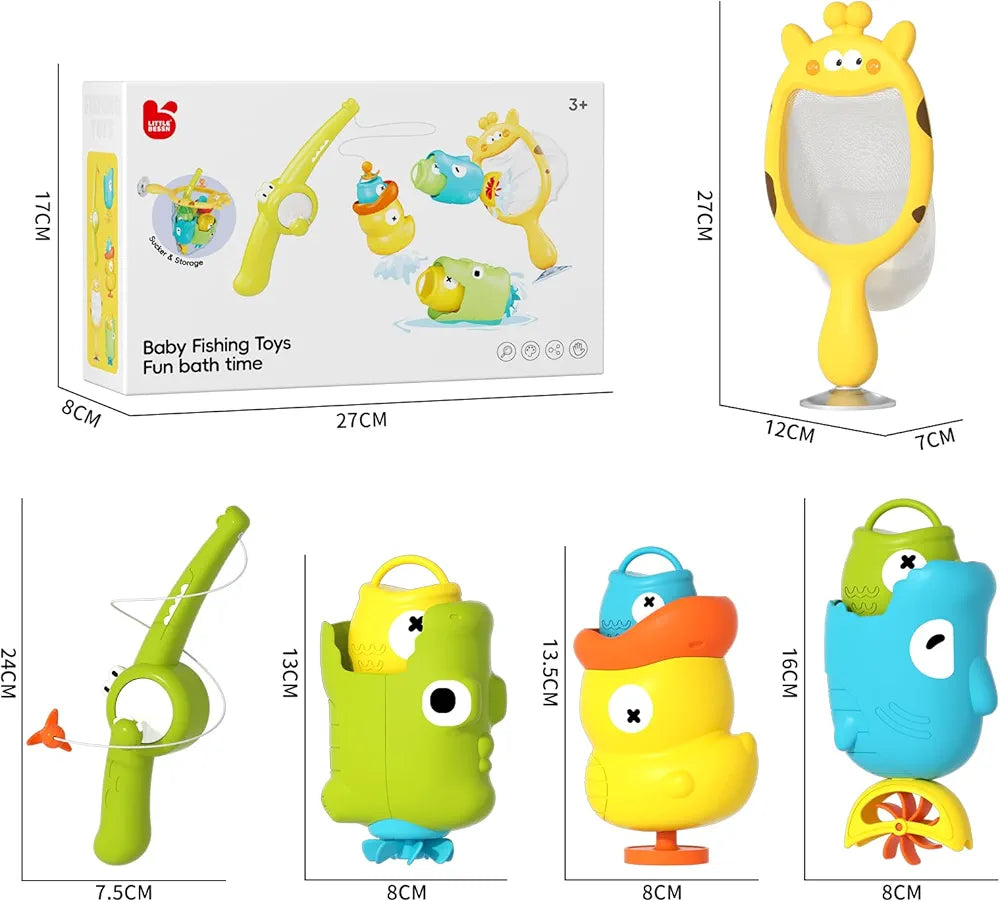 Baby Fishing Bath Toy Set – Fishing Rod, Net & Floating Water Toys for Toddlers 18M+