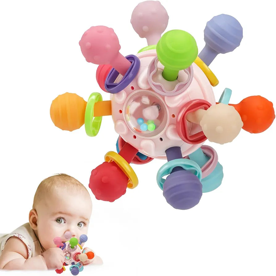 Montessori Sensory Baby Teether Ball (pink)