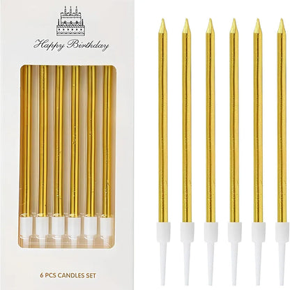 Birthday Cake Candles 6 Pieces Golden