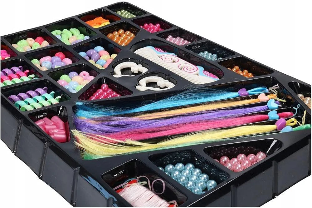 Set of beads and ornaments for making jewelry and hair accessories