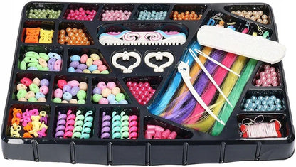 Set of beads and ornaments for making jewelry and hair accessories