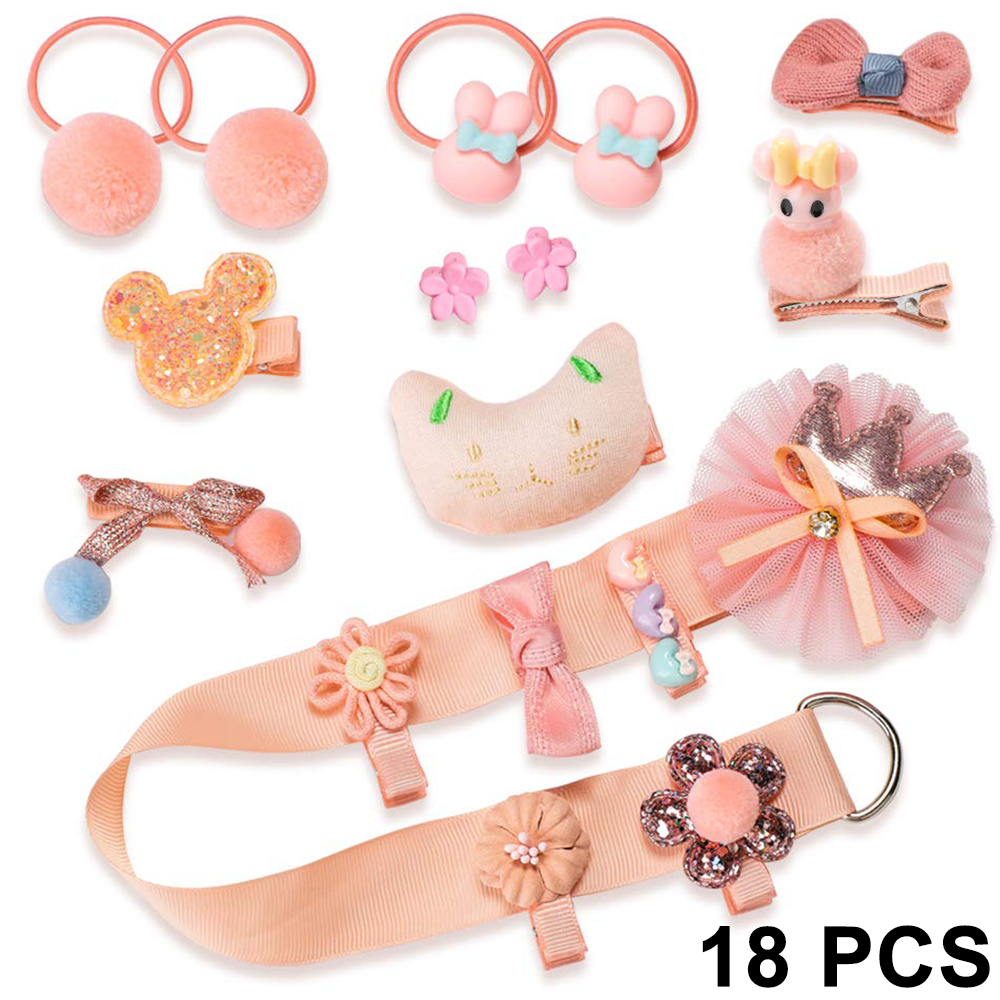 🎀 Elegant 18-Piece Sweet Moments Hair Accessory Gift Set – Soft Gray & Pink