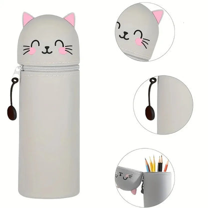 2-in-1 Cat Pencil Case & Desk Organizer + 8 Erasable Pens