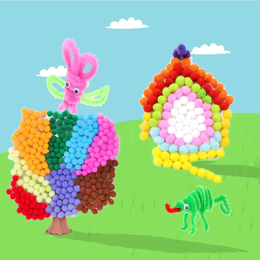 Pipe Cleaners Chenille Stem and Pompoms with Googly Wiggle Eyes for Craft DIY Art Supplies, 300+ Pieces