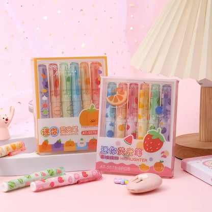 Cute Fruit & Veggie Highlighter Pens – Set of 6
