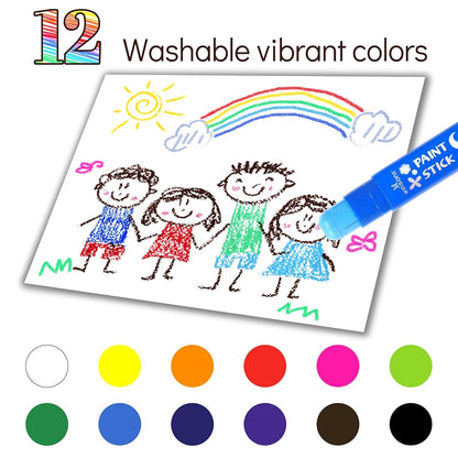 Tempera Paint Sticks,12 Vibrant Colors Washable Paint Sticks For Kids