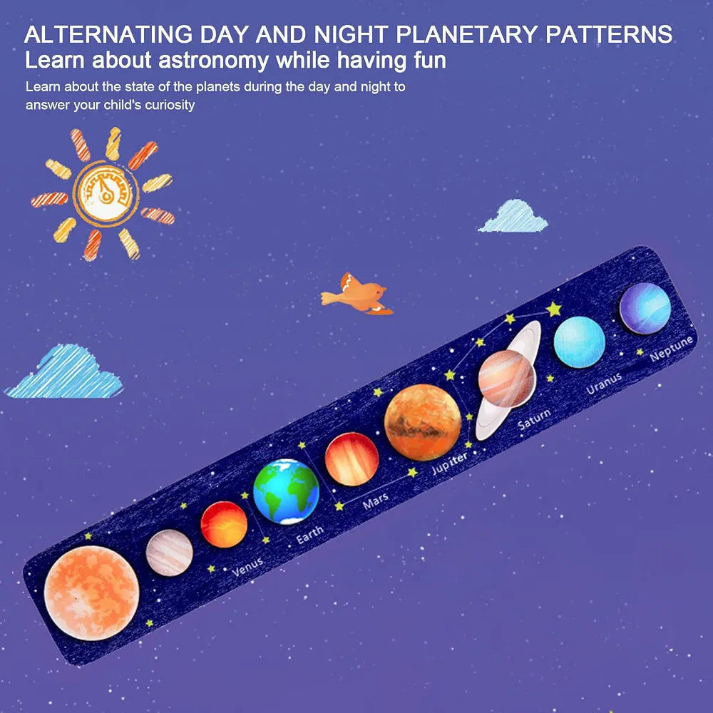 Montessori Wooden Solar System Puzzles Board Game for Learning Planets
