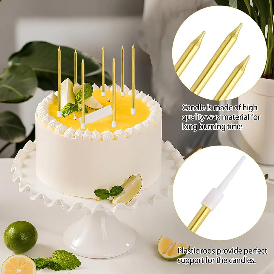 Birthday Cake Candles 6 Pieces Golden