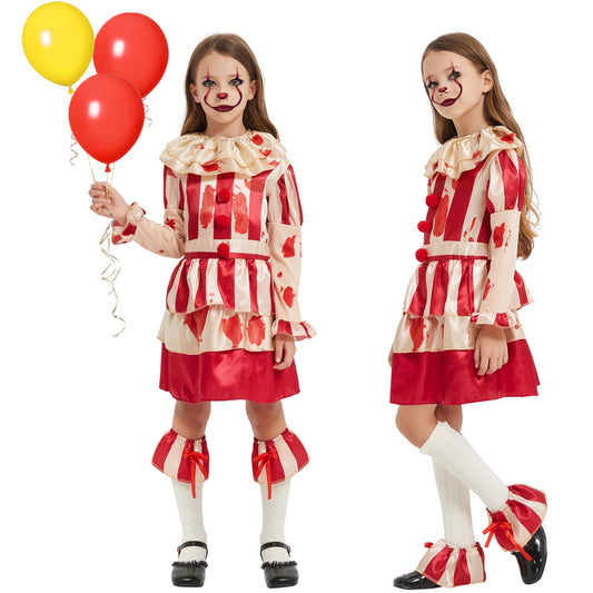 Killer Clown Costume Set – Dress with Balloons & Face Paint (Size S)