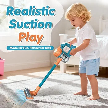 3 in 1 Children's Vacuum Cleaner Toy with Real Suction Power for Realistic Play (Blue)