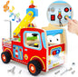 Atoylink Wooden Montessori Busy Board Fire Engine Truck for Toddlers