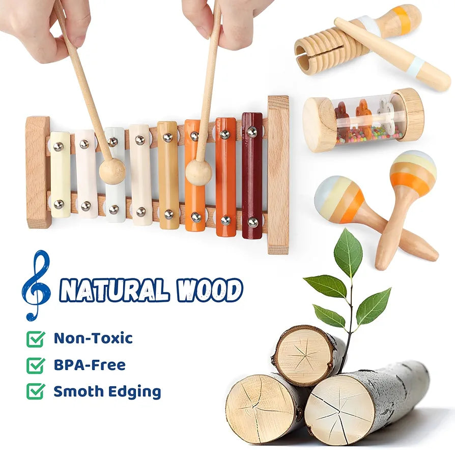 Montessori Musical Toy Set (12M+) | Baby Music Wooden Box 🎶