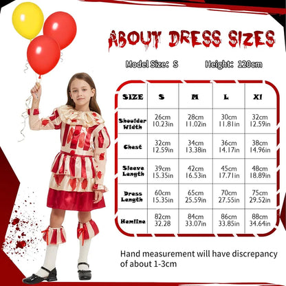 Killer Clown Costume Set – Dress with Balloons & Face Paint (Size S)