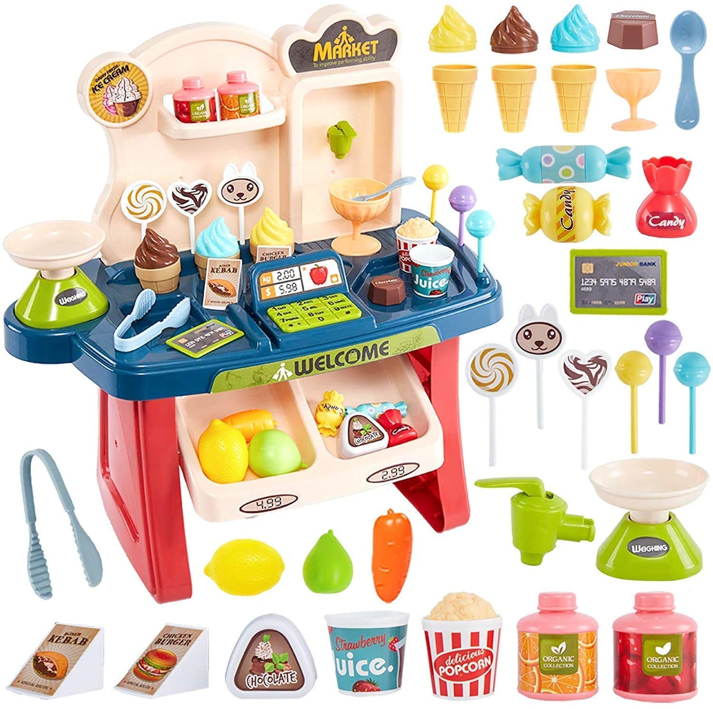 Ice Cream Shop Cash Register Play Set | Grocery Store Role Play Toy