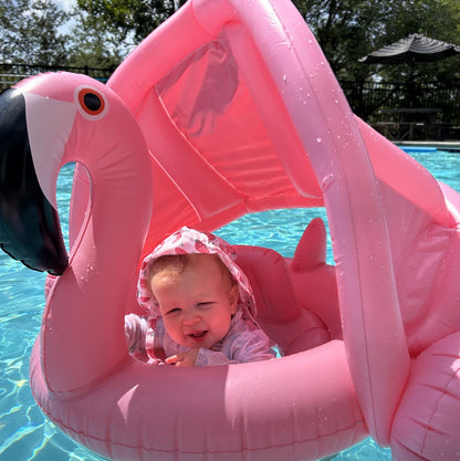 Best Seller Flamingo Baby Swim Float with UPF 50+ Sun Canopy