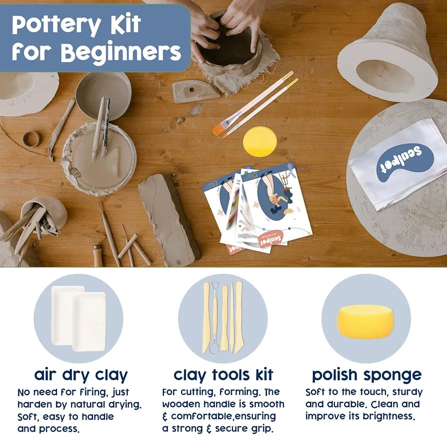 Air Dry Clay Kit, Pottery Kit for Beginners