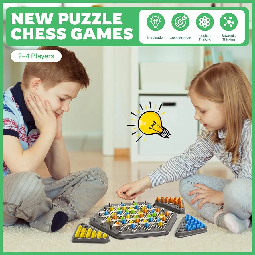 Chain Triangle Chess Strategy Board Game 2–4 Player Family Logic Game for Kids & Adults (6+ Years)