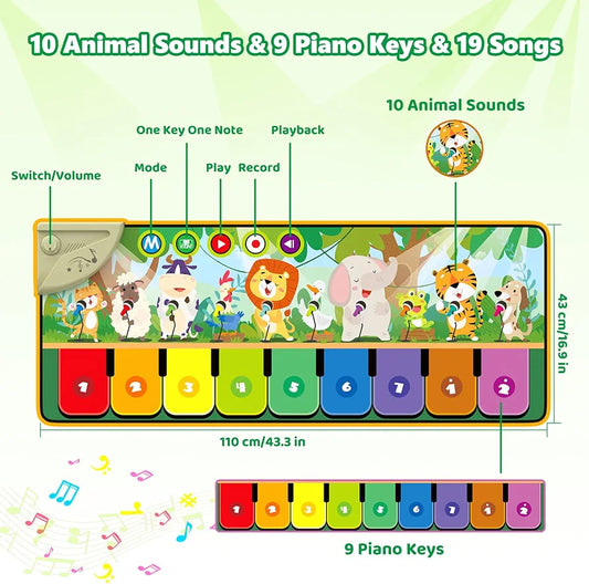 Piano Dance Mat Built in 19 Sounds & Recording Function for Toddlers