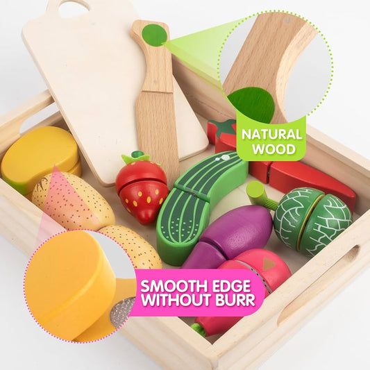 Premium Wooden Kitchen Accessories • Montessori Vegetable Cutting Game
