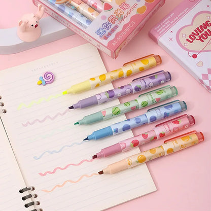 Cute Fruit & Veggie Highlighter Pens – Set of 6