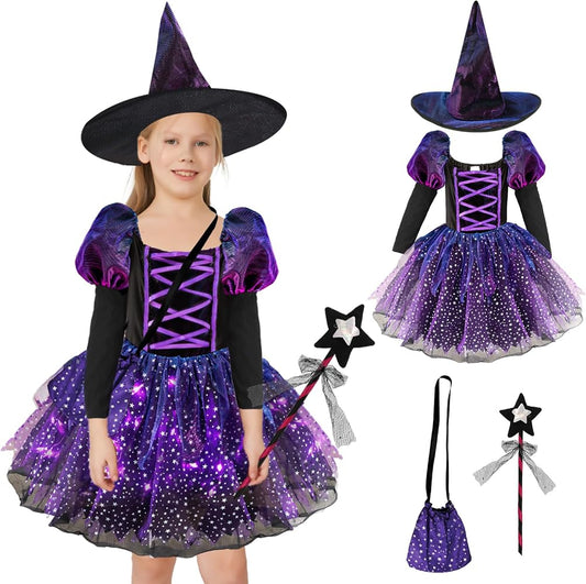 Deluxe Light-Up Purple Witch Costume Set