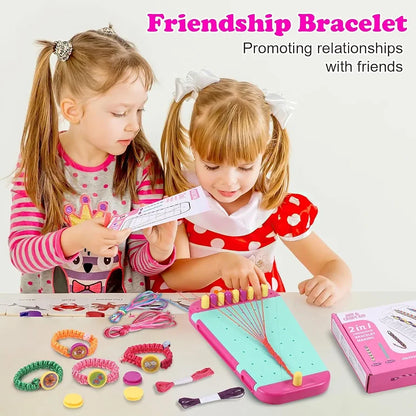 2 in 1 Friendship Bracelet Making Kit with Bracelet Loom, Beads & Threads